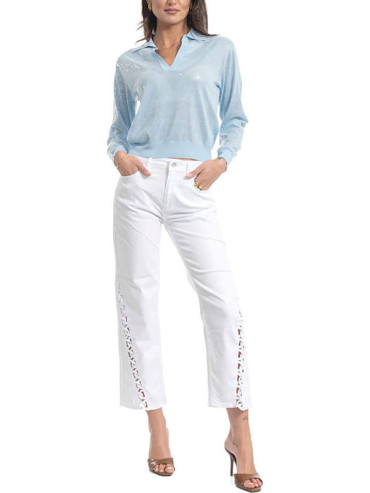 Women's Jean Pants in Straight Leg Style White