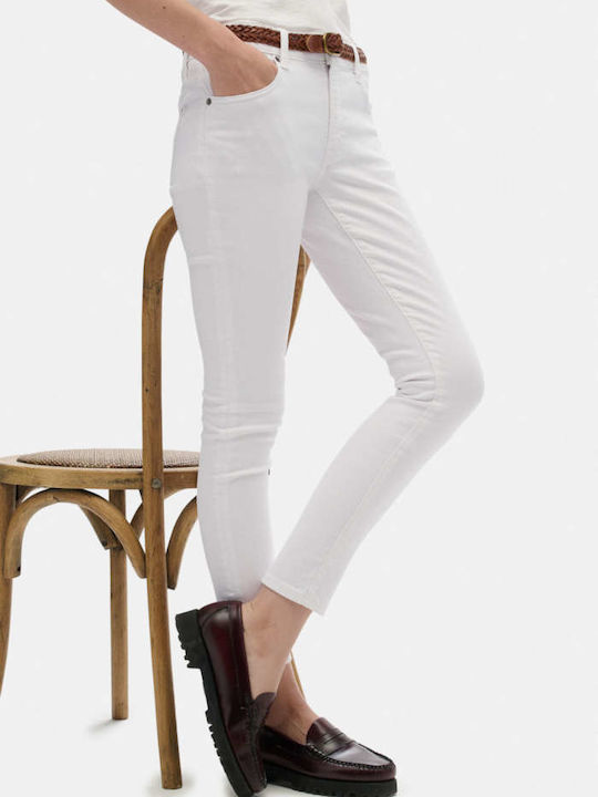 Rise Jean Damă Skinny Alb