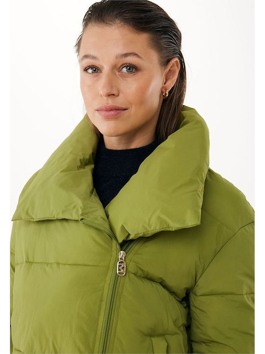 Дамско Puffer Яке за Зима Зелено