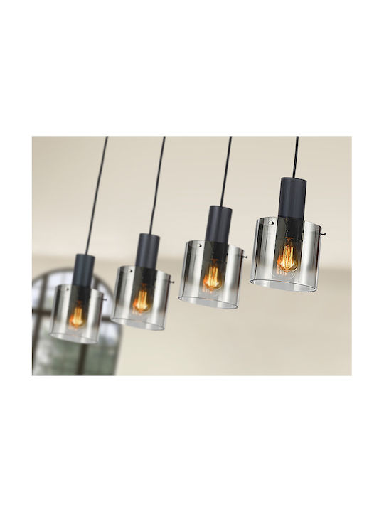 Adjustable Black Pendant Ceiling Light for 4 E27 Bulbs