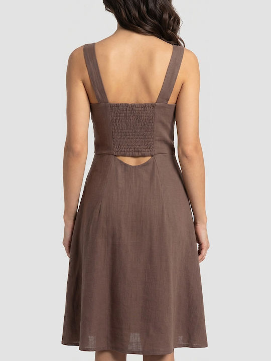 Siesta Summer Mini Dress Walnut