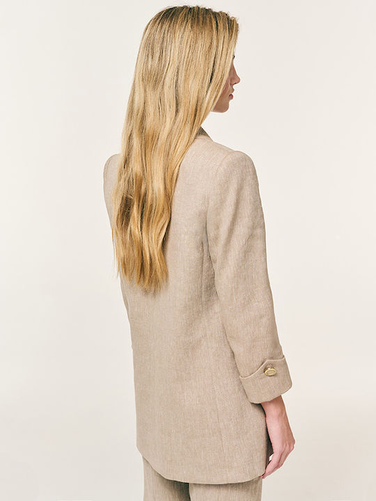 Forel Langes Damen Blazer Beige