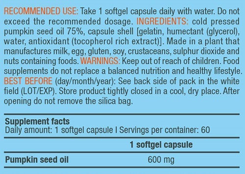 Biotech USA Pumpkin Seed Oil 600mg 60 μαλακές κάψουλες