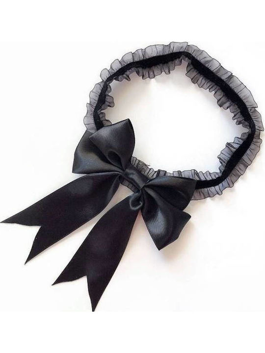 25 Cm Elastic Garter Satin Bow Black Veil
