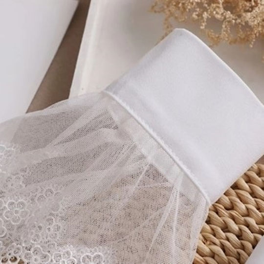 Set 2 Manșete Detasabile Cu Dantelă Butoni Albe