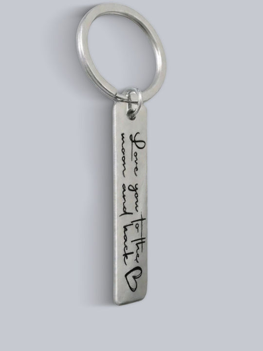 Metallic Keychain "Love You To Moon Back" Silver