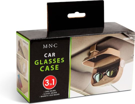 Car Sun Visor Glasses Holder Card Holder Universal Clip Car Organizer Beige
