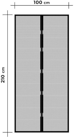 Door Mosquito Net with Velcro with Magnetic Clasp Made of Black Polyester 210x100cm