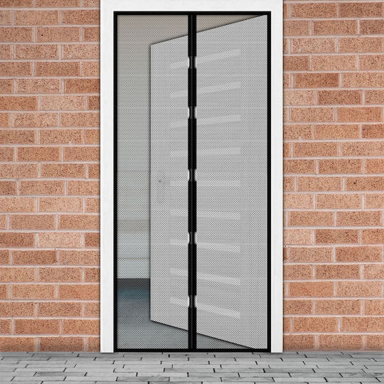Door Mosquito Net with Velcro with Magnetic Clasp Made of Black Polyester 210x100cm