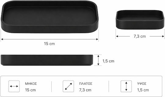 MRShome Bathroom Accessory Set Plastic Black 3 Pieces