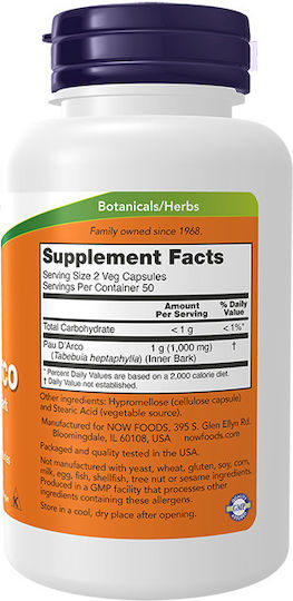 Now Foods Pau D' Arco 500mg 250 veg. caps