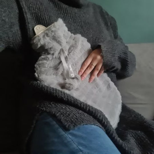 Hot Water Bottle in Gray Color with Cover for General Use 38x20cm 2000ml