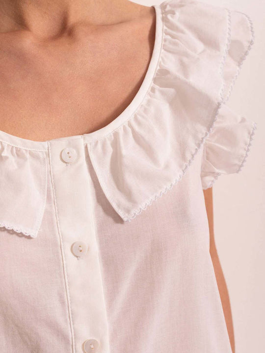 Sofiaman Sofiaman Sommer Damen Schlafanzug Set Weiß