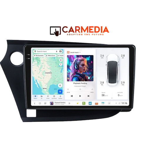 Carmedia Ηχοσύστημα Αυτοκινήτου για Honda Insight 2009-2014 (Bluetooth/USB/AUX/WiFi/GPS/Apple-Carplay/Android-Auto) με Οθόνη Αφής 9.5"
