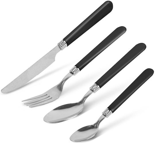 Set De Tacâmuri Inoxidabile Negre 16 Bucăți