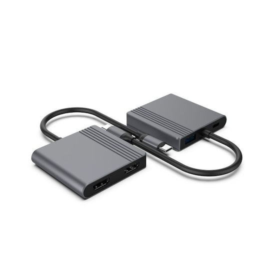 Gembird USB-C Докинг Станция с HDMI PD Сива (A-CM-COMBO3-04)