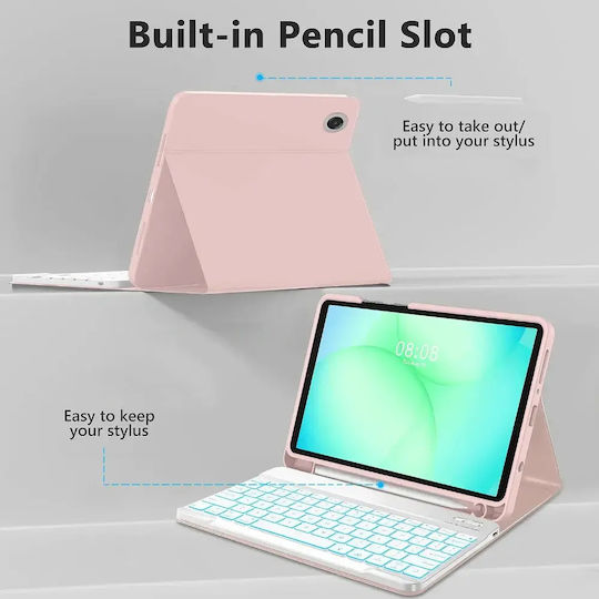 Tech-Protect Sc Pen + Клавиатура Galaxy Tab A9 A11 8.7 X110 X115 X133 X135 Розов