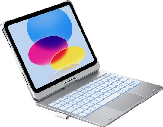 Typecase Flexbook Touch Klappdeckel mit Tastatur in Internationales Englisch Weiß (iPad 2022 10,9 Zoll / iPad 2025 11")