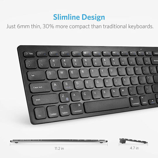 Anker UltraSlim Kabelloses Bluetooth Tastatur Englisch (US) Kompatibel mit Mac