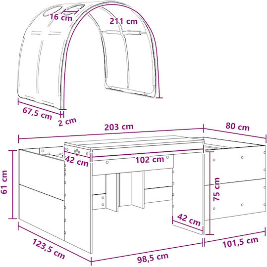 Παιδικό Κρεβάτι Μονό Λευκό για Στρώμα 80x200cm