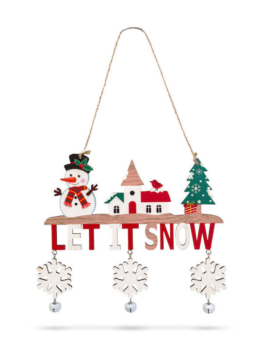 Decorațiune Din Lemn De Crăciun 23x20 Cm Clopoței Ren Om De Zăpadă Design