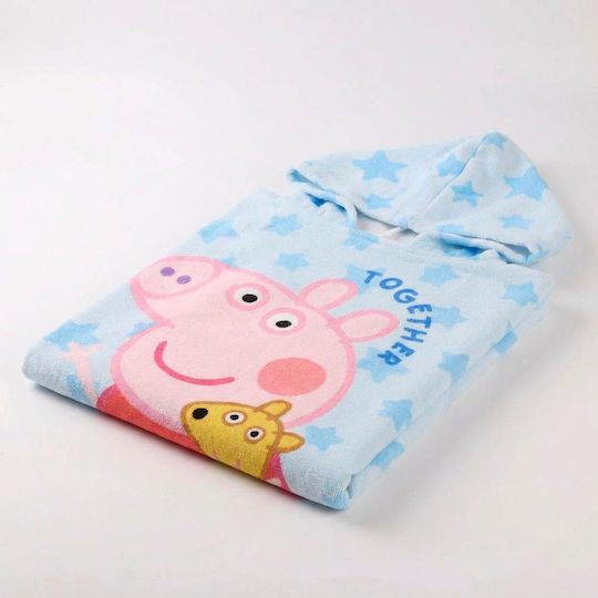Πετσέτα Πόντσο Kουκούλα Peppa Pig 55cmx110cm-γαλάζιο