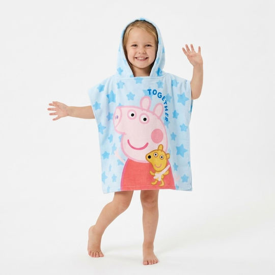 Πετσέτα Πόντσο Kουκούλα Peppa Pig 55cmx110cm-γαλάζιο