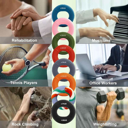 Uncle George Power Greifer Ring Für Finger- und Handtraining Mehrfarbig mit Maximaler Widerstand bis 32kg