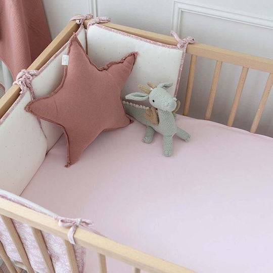Rebeka Home Детски Чаршаф За Количка Памучен с Ластик Розов 70x140см