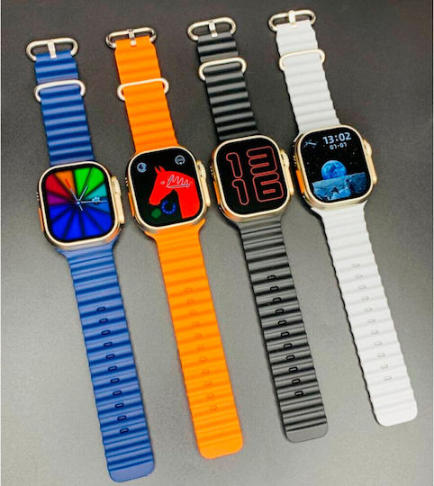 S9 Ultra 49mm Smartwatch mit Pulsmesser (Weiß)