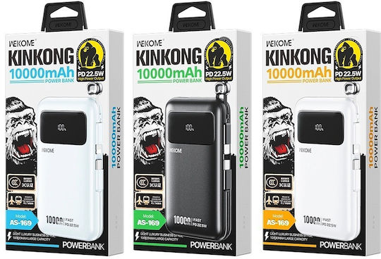 WK AS-169 Power Bank 10000mAh 22.5W с USB-A и USB-C порт Бял