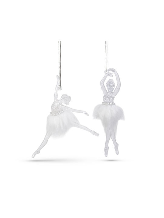 Ornament De Crăciun Balerină Acrilică 14 Cm Efect Iridescent Set 2 Bucăți
