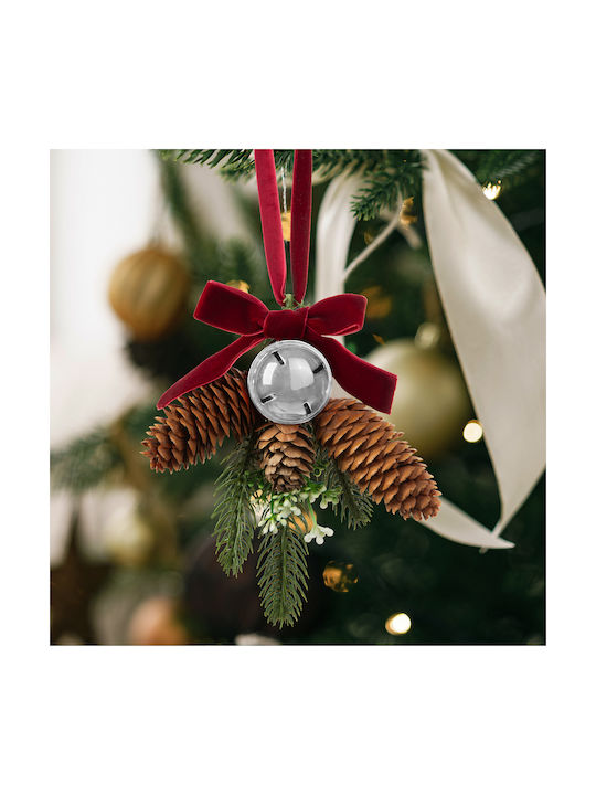 Weihnachtsbaumschmuck Türdekoration Künstliche Tannenzapfen Silber Glocke 16 Cm