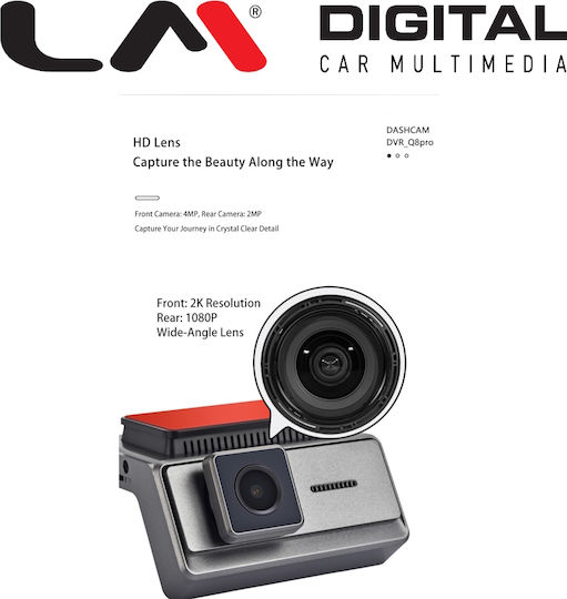 LM Digital X212-Q8 PRO Car Digital Video Recorder Set 1440P with Screen & Rear Camera