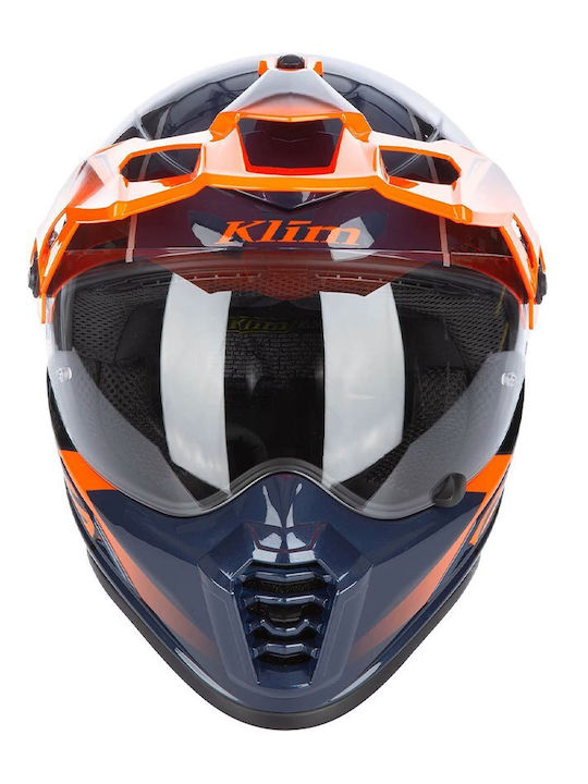 Krios Pro Echo Glänzend Schwarz - Auffälliges Orange - Petrol Motorradhelm On-Off DOT / ECE 22.05 1450 g mit Pinlock