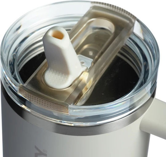 Stanley Protour Flip Handled Tumbler Θερμός Πλαστικό 890ml Cream με Καλαμάκι και Λαβή