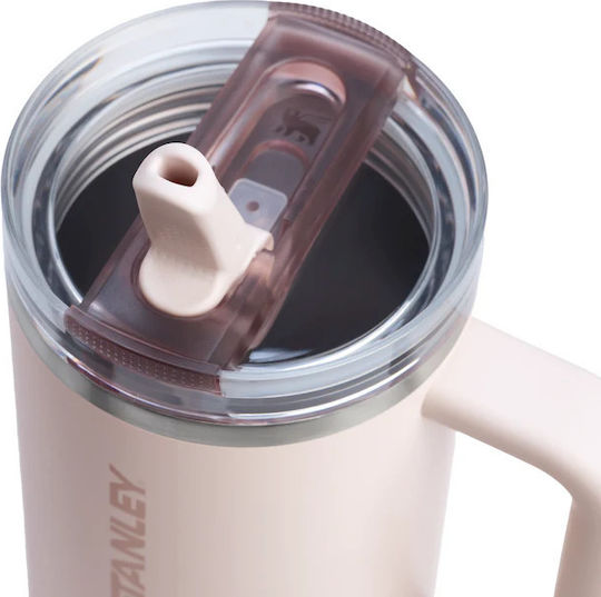 Stanley Protour Flip Handled Tumbler Θερμός 887ml Rose Quartz με Καλαμάκι και Λαβή