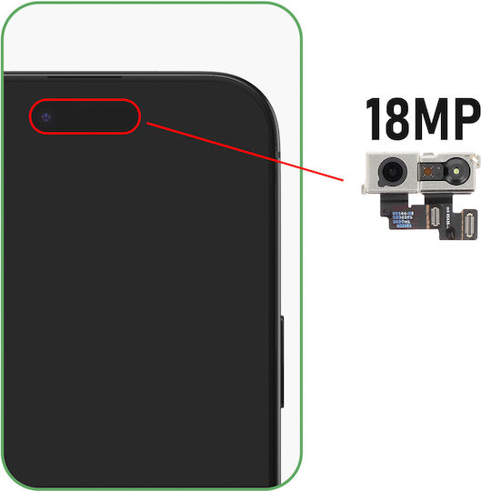Clappio Replacement Front Camera Iphone Air 18mp Integrated Flex Cable Black Silver