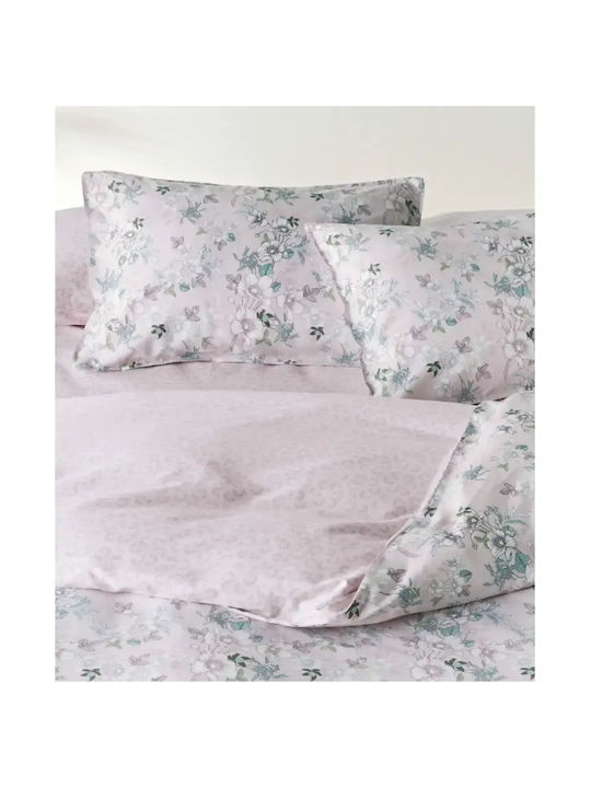 Kentia Vervita Tagesdecken Übergröße Baumwollsatin Rosa-Weiß-Grün-Blau 230x250cm