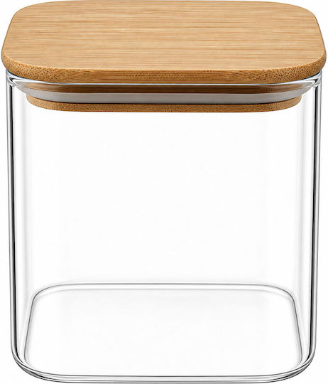 Glass Jar 0.65lt Wooden Lid Ankor Piece