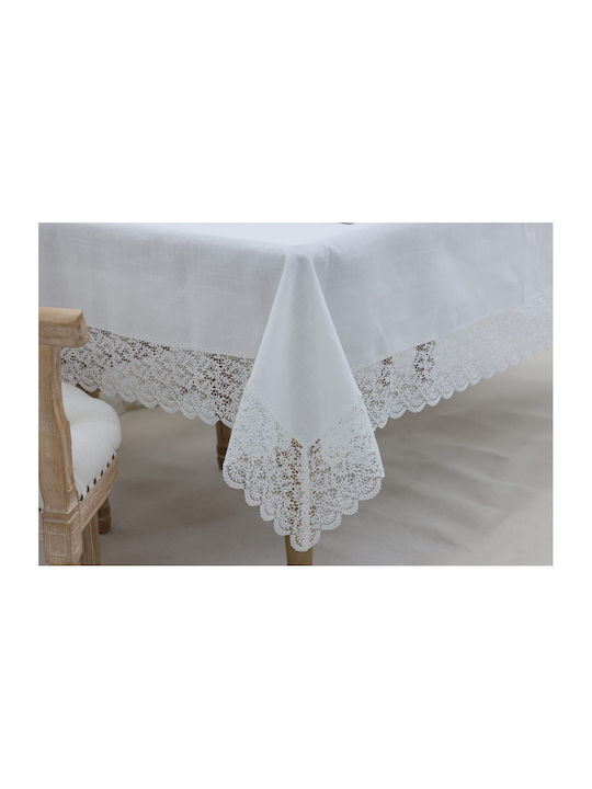 Liolios Home Linen Tablecloth with Embroidery Qz1600053 White 160x220cm