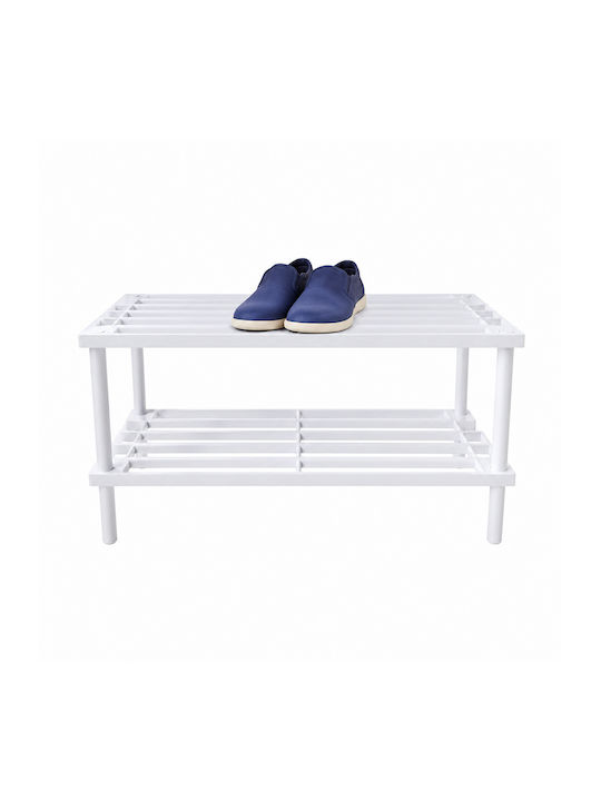 Shoe Organizer Made of Solid Wood Stand 2 Shelves 63x26x29cm