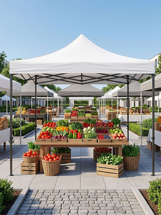 Megapap Zusammenklappbares Gazebo Garten Bari Weiß 3x3m Megapap Zusammenklappbares Gazebo Garten Bari Weiß 3x3m