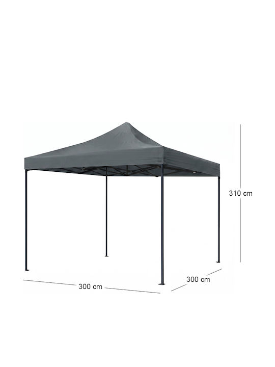 Megapap Foldable Garden Gazebo Bari Gray 3x3m