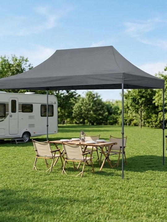 Megapap Zusammenklappbares Garten Gazebo Bari Grau 3x4.5m