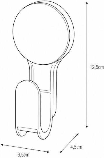 Άγκιστρο Abs Βεντούζα 6.5x4.5x12.5cm White Grey Knob Mrshome Mrshome Df-0082000