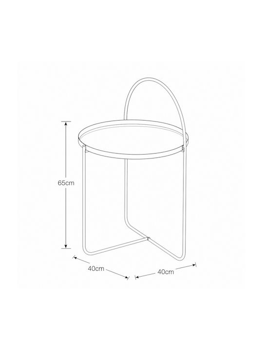 Round Side Table Metal Black W40xL40xH65cm