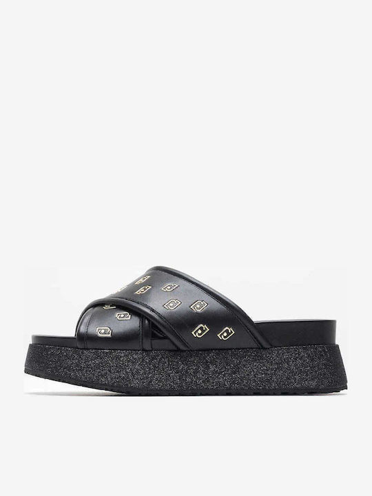 Frida Γυναικεία Σανδάλια Flatforms Μαύρα