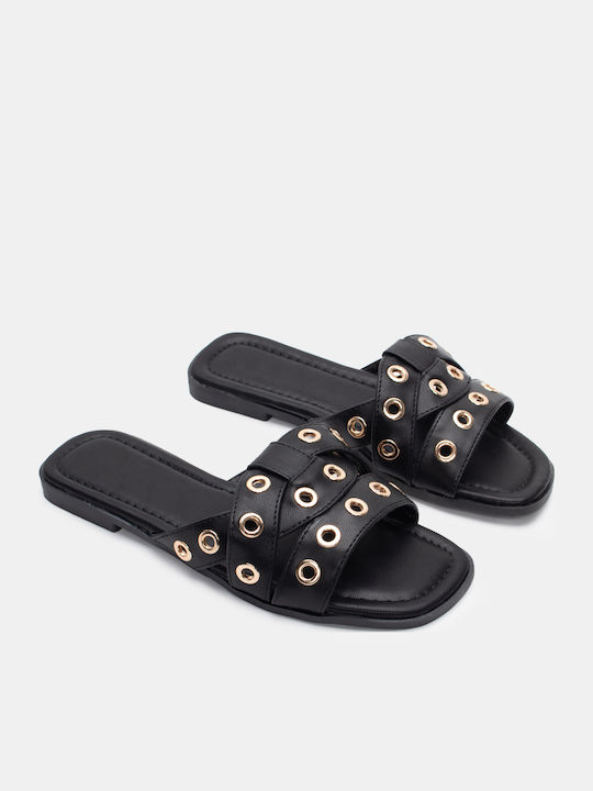 Women's Flat Sandals in Black Color