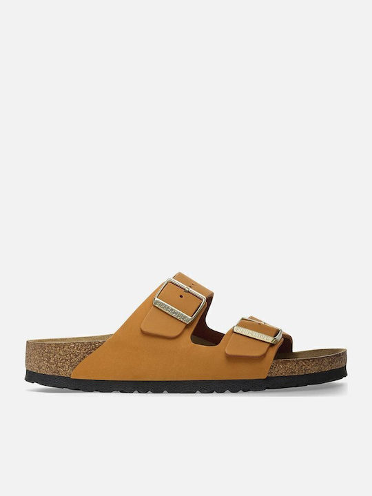 Bs Classic Arizona Leather Women's Flat Sandals in Orange Color Narrow Fit